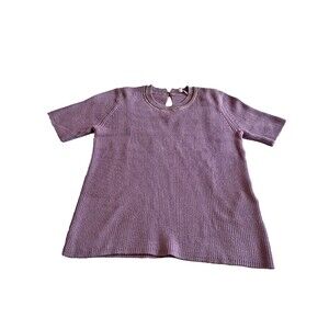 Maje Fine Knit Cropped Jumper pink size 1 Short Sleeve Golden accent on neckline